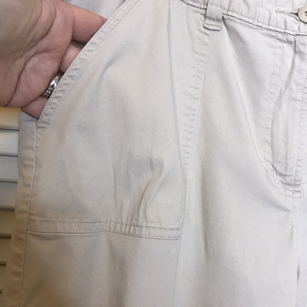 Kim Rogers Size 16 Stretch Cargo Capri Pants Drawstring Hemline Tan Casual Khaki - Picture 4 of 9